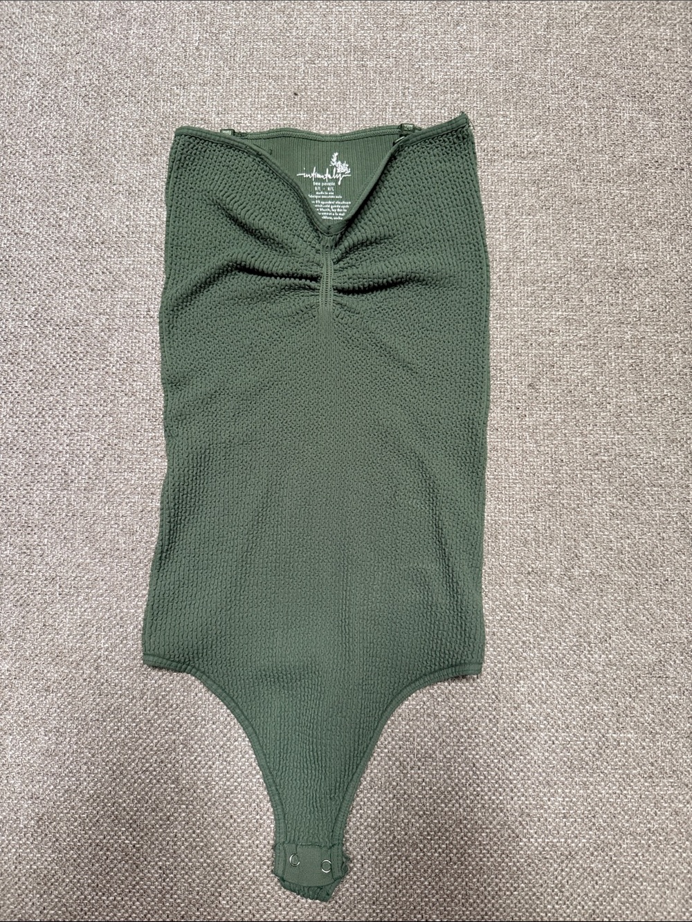 Free People Olive Green Ribbed Kids Bodysuit